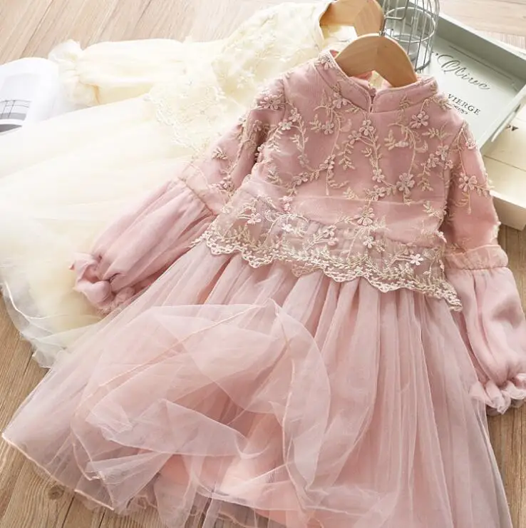 9.27th Autumn Princess dress Embroidered screen children's long-sleeved dress 100-140cm Girls Dress