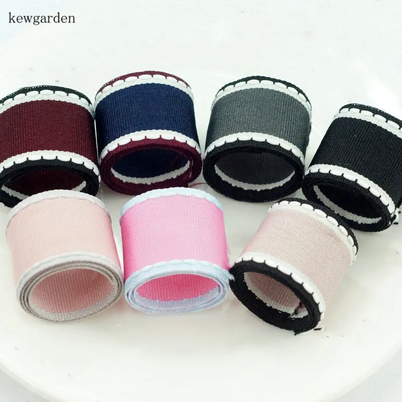 Kewgarden White Edge Grosgrain Ribbons 38mm 25mm 10mm 1.5&quot 1&quot Handmade Tape DIY Bow Hair Satin Ribbon Packing Webbing 20 Yards | Дом и