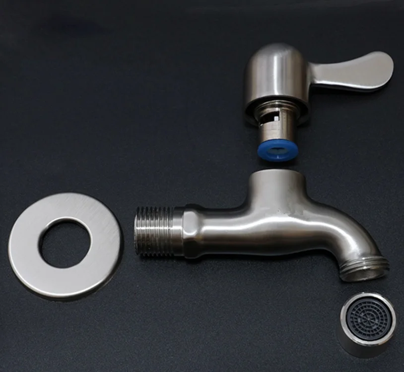 Stainless Steel Washing Machine Faucet Thickened Explosion-proof 4 Points Single Cold Mop Pool Quick Open Faucet Wall Tap