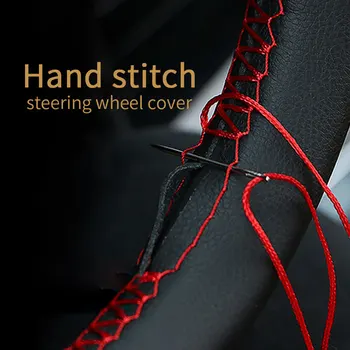 

DIY 38cm steering wheel cover 12 styles car steering wheel high quality soft leather braided with needle thread car accessories