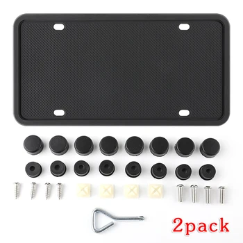 

2pcs US Car Exterior Tail License Plate Frame Drainage Hole Strong Flexibility Screw Silicone Licenses Plates