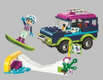 

10728 144Pcs Girls Compatible Lepining Friends Ski Resort Off-road Vehicle Building Blocks Bricks Toys Children Gifts