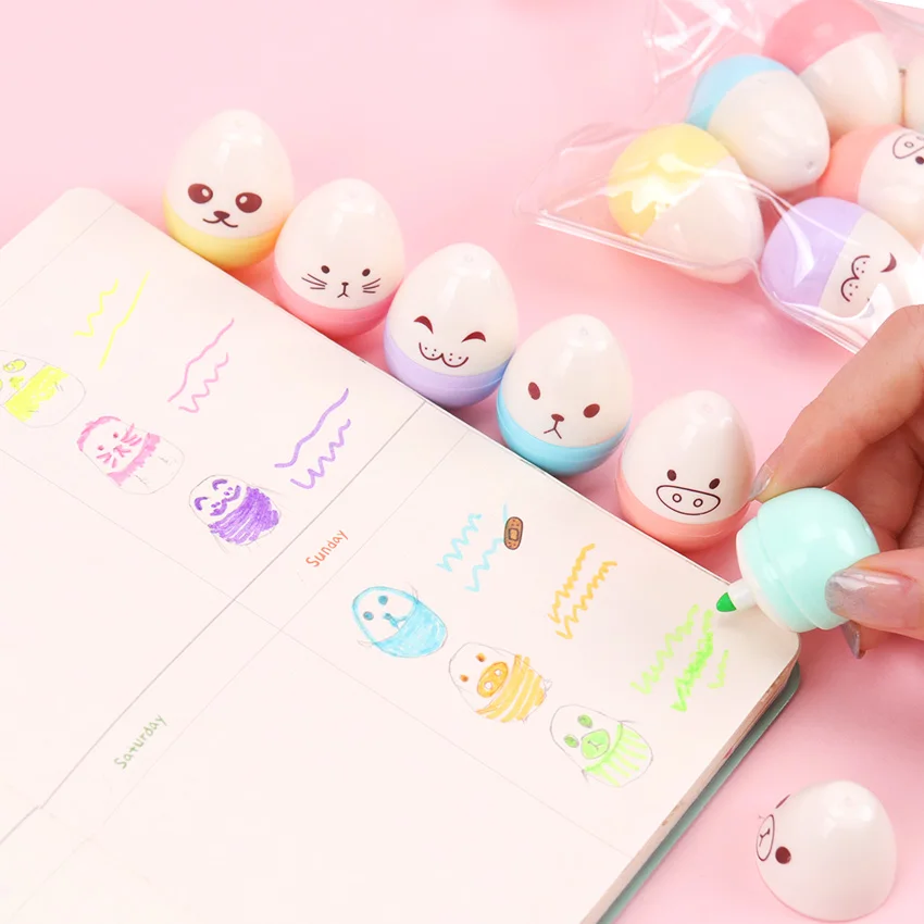 6 шт. милый мини маркер Smile Egg Kawaii для детей студентов офиса граффити ручка DIY