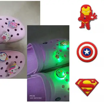 

1pc Avengers LED Lighted Shoe Charms Shoes Accessories for Boys Girls Croc Decoration JIBZ Shoe Buckles Kids Party Gift