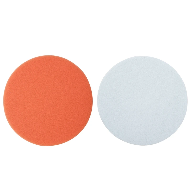 2 Pcs 6 Inch 150Mm Soft Flat Sponge Buffer Polishing Pad Kit for Auto Car Polisher, Orange with Blue