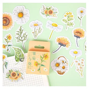 

46 Pcs/Set Blooming Daisy Sunflower Decorative Sticker DIY Scrapbooking Sealing Stickers Stationery
