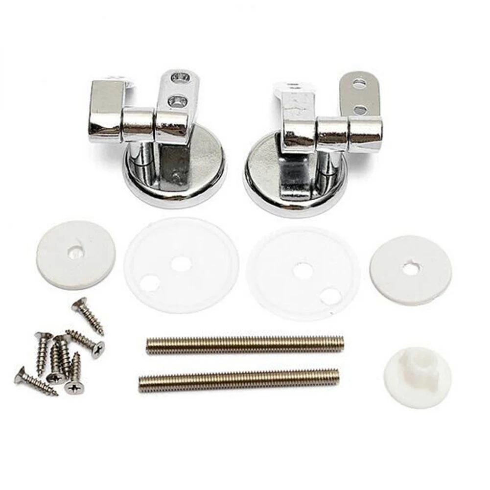 Toilet Seat Hinges Pair of Chrome Finished Replacement Hinges For Wood Toilet Seats Including Fittings by