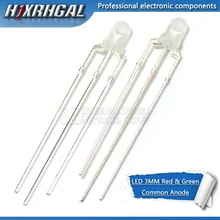 1 шт. светодиодный 3 мм круглый рассеянный красный и зеленый два цвета общий анодный светодиод светоизлучающий диод и hjxrhgal