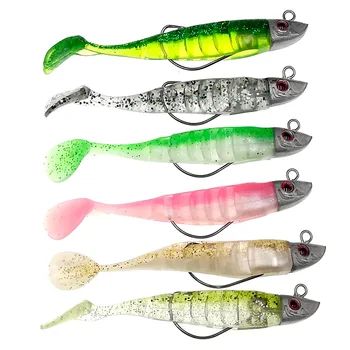 

6 Colors Fake Lure Jigging Soft Bait Fishing Lures 9/11cm 15.6/23.3g DIY Lead Head Jig Fish T Tail Sea Bass Lure Fishing Tackle