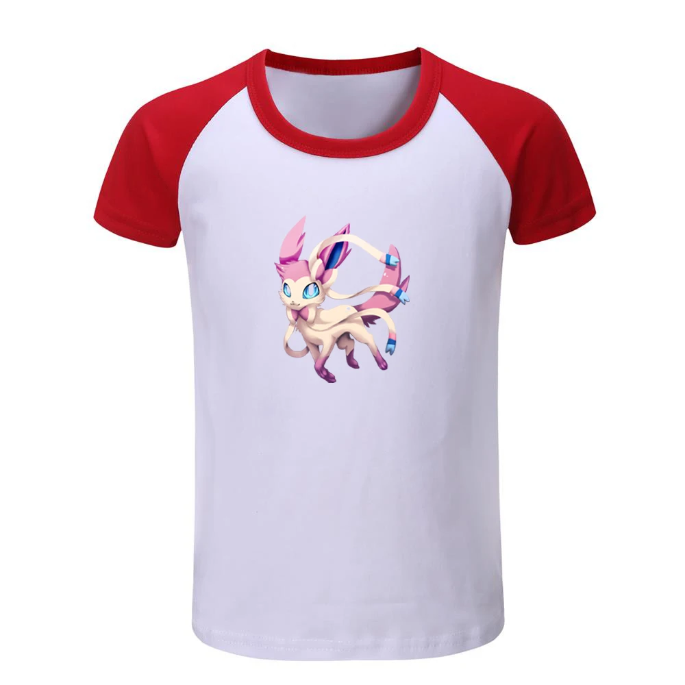 Футболки с покемоном eevee family Sylveon Детские хлопковые футболки рисунком топы