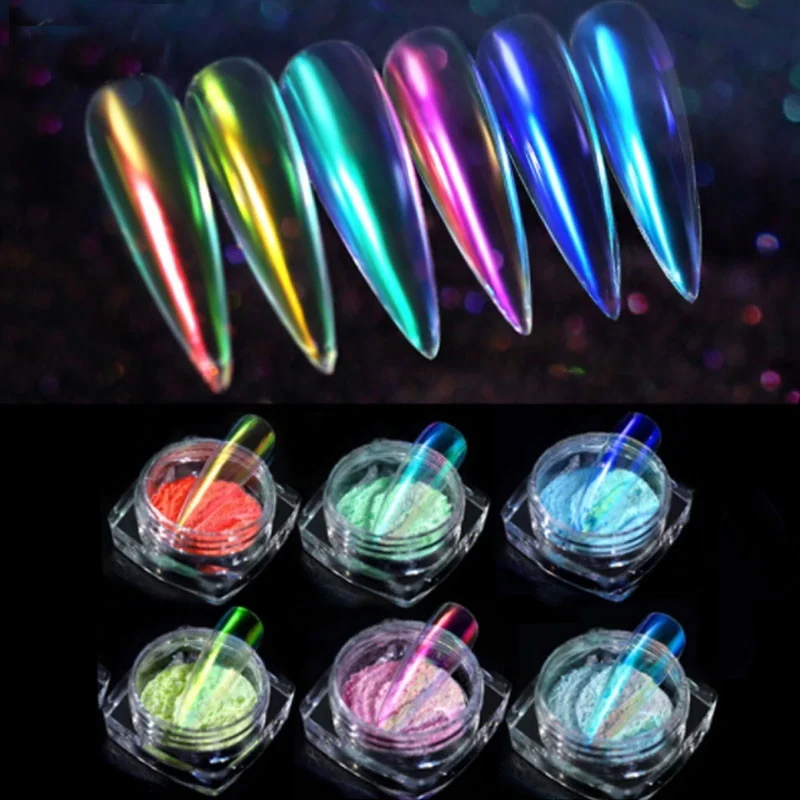 Aurora Opal AB Dipping Nail Powder Kits Mermaid Nail Art Glitter Powder Pigment Nail Trend Holo Mirror Powder Aurora Pigment