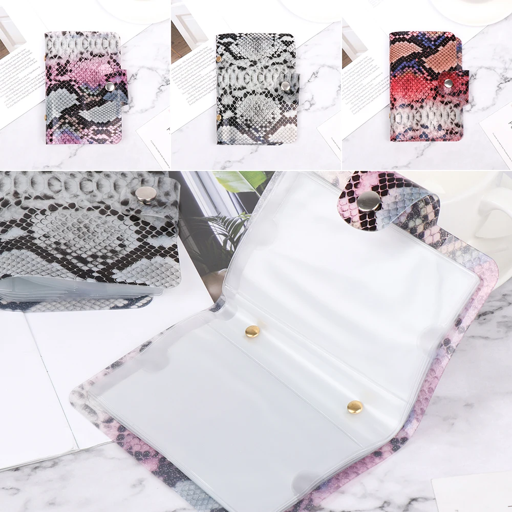 20 Slots Credit Card Bag Holder Fashion Snake Pattern Card Case Plastic ID Bank Bus Cards Organizer Anti-lost Cards Pocket Pouch