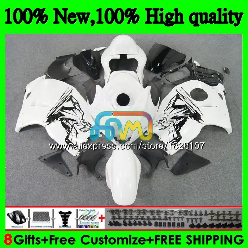 GSXR-1300 для SUZUKI Hayabusa GSXR1300 глянцевый белый 96 02 03 04 05 06 07 49BS. 41 GSXR 1300 2002 2003 2004 2005 2006 2007 обтекатель