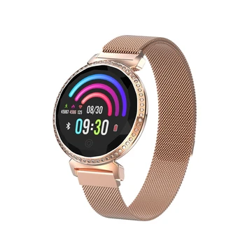 

Smart Bracelet Women Luxury Rhinestones Smart Band Sports Bluetooth Watch 1.04 Inch Round Sn Stylish Smart Wristband Mc11(Go