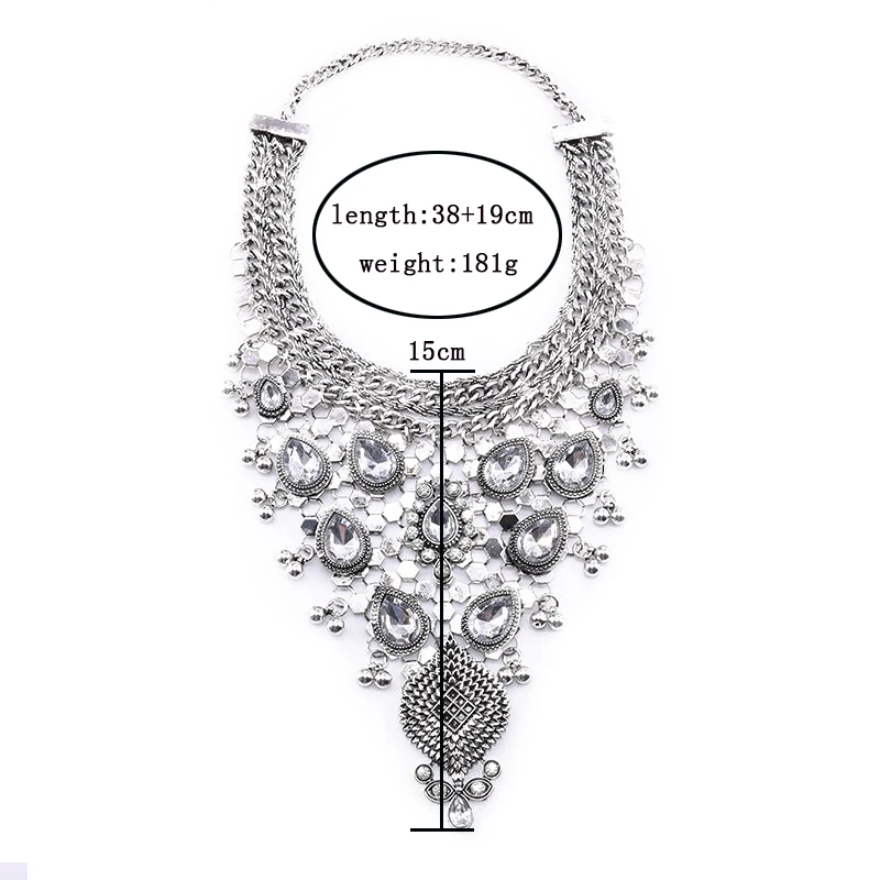 Женское Ожерелье с большим воротником, прозрачные полностью Кристальные стразы, v-образное ожерелье, женское Макси-массивное большое ожерелье-чокер, ювелирное изделие