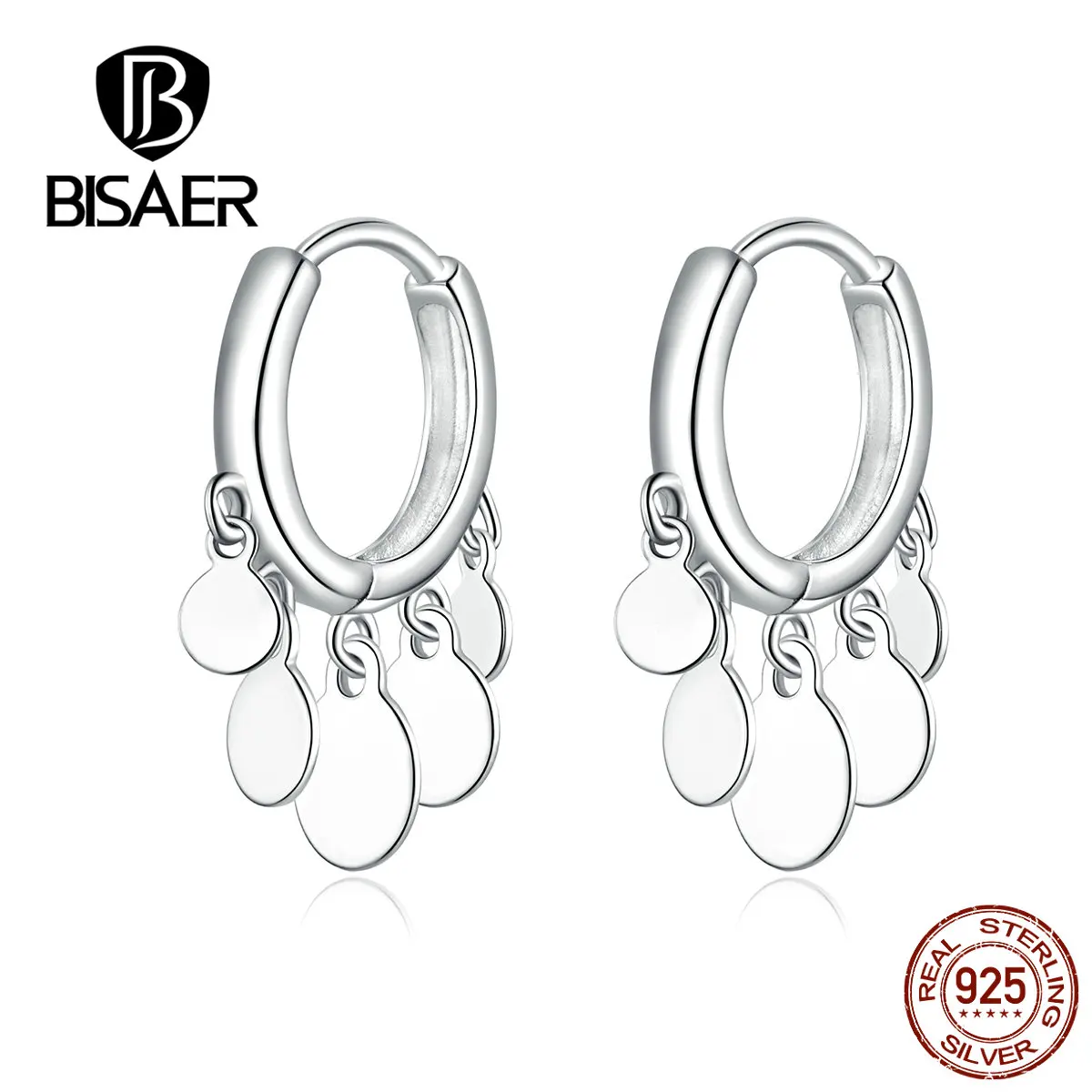 BISAER серьги-гвоздики круглой формы серьги из натуральной 925 пробы серебряные ювелирные изделия золотого цвета для женщин новые высококачественные HSE634-SR