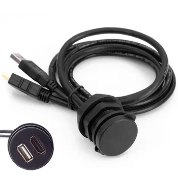 

Combo USB 2.0 & HDTV HDMI 1.4 Male to Female Extension Cable with Waterproofable Mount Shell 100cm