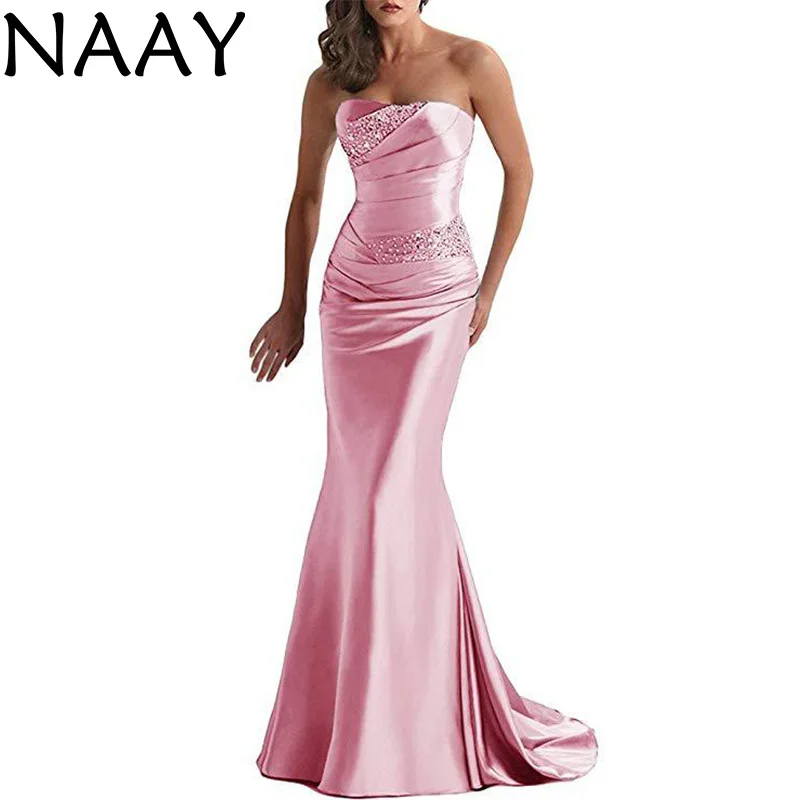 

NAAY Elegant Long Prom Dresses 2020 Mermaid Sweep Train Evening Dress Woman Party Night Custom Vestidos De Fiesta De Noche