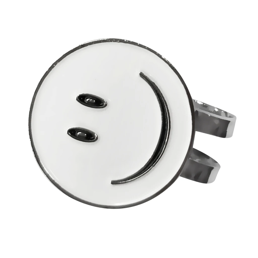 Set of 2 Funny Smile Face Golf Marker and Magnetic Hat Clip Golf Accessories Golf Training Aids
