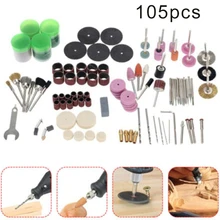 Broyeur électrique 105 pièces, tête de polissage, disque de ponçage, perceuse, roue de coupe, Kit de gravure, outils électriques rotatifs abrasifs