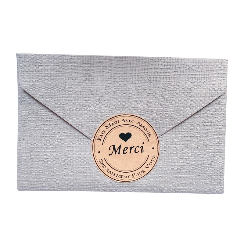 100 Stück Merci Herzumschlag Siegel Spezial-Lebensmittelverpackungsbeutel Wasserdichte glänzende Siegelaufkleber DIY Durchmesser 3,5 cm – Detail 6