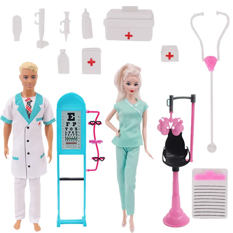 Doctor And Nurse Clothes, Mini Medical Equipment,Protective Suit,Uniform Suitable For 11.5 Inch Ken & 30cm Doll Bjd,Accessories