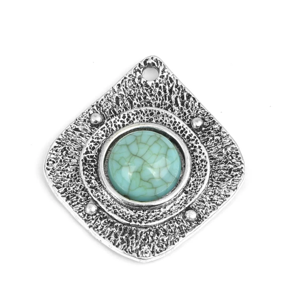 DoreenBeads, цинковый сплав, Boho Chic Bohemia, подвески, висячие, античные, серебряные, синие, ювелирные изделия, сделай сам, подвески, 3,2 см х 1,9 см, 5 шт