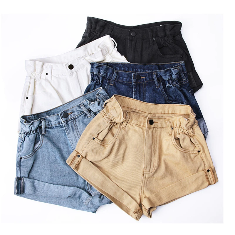 elastic waist shorts denim
