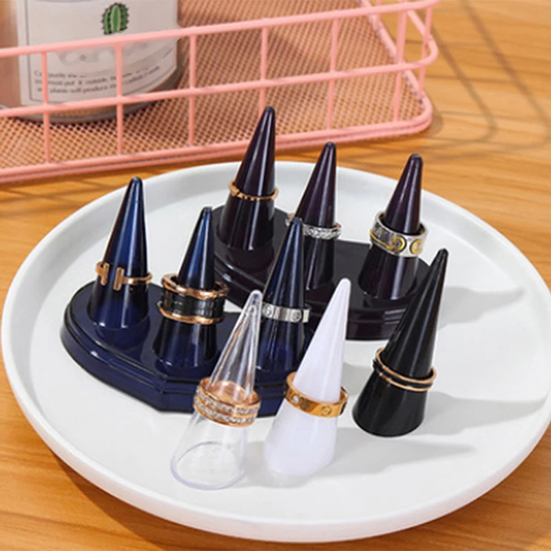 2Pcs fashion finger cone ring stand jewelry display holder show case organizer F 