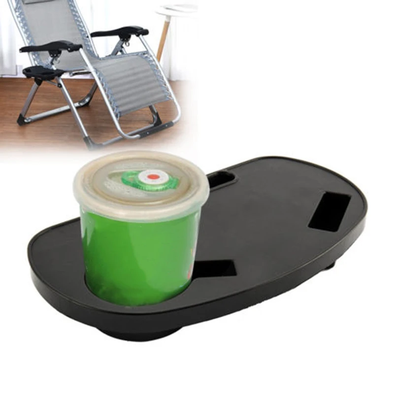 

Durable Drinks Folding Chair Tray Holder Lounger Camping Events Plastics Patio Reclining Cup Travel