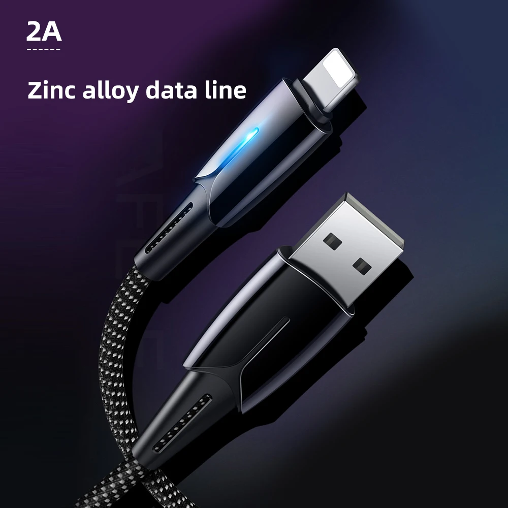 Светодиодный usb-кабель FDBRO для iPhone 6, 7, 8 Plus, X, XS, MAX, XR, зарядное устройство, автоматическое отключение, 2A, Макс. Кабель для передачи данных для зарядки iPhone