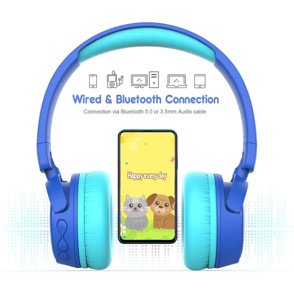 Беспроводные Детские Bluetooth наушники gorsun складные регулируемые детские с