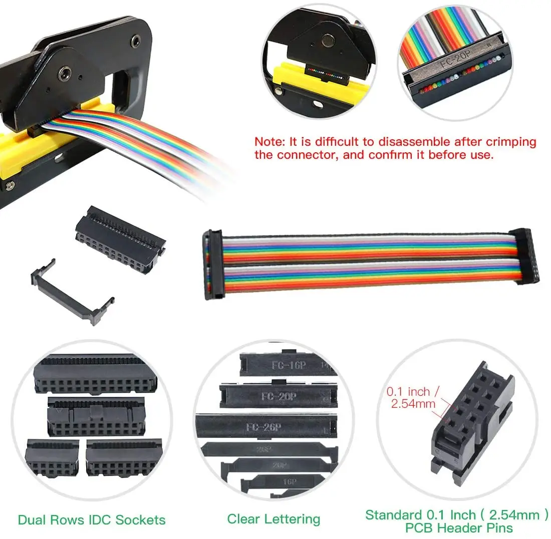 Fc-8  Ŀ IDC ̺ Ŀ ŰƮ Ʈ, ÷ Ʈ ̺  IDC ĿͿ 2.54mm ġ, 10, 14, 16, 20, 34, 40 