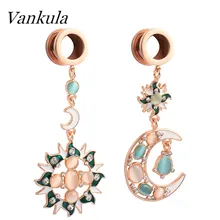 Ванкула розовое золото нержавеющая сталь ушные Датчики Тоннели растяжки болтаются беруши ювелирный пирсинг для тела туннели расширители для ушей