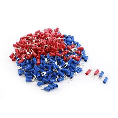 

300Pcs 27A 5mm Red Blue Insulated Fork Terminal Connector for 16-14AWG Wire
