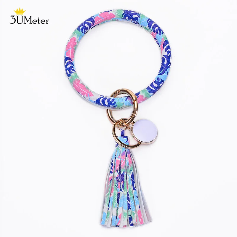 Keychain Bracelet 3UMeter брелок браслет большой круг из искусственной кожи брелок с кисточкой держатель браслетов для женщин подарок для девочек - Цвет: Keychain Bracelet
