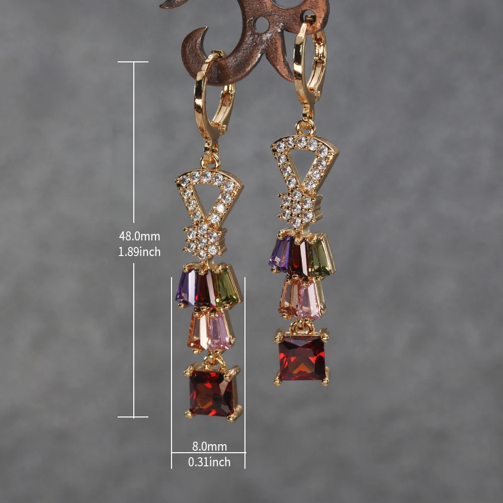 Богемные Висячие серьги для женщин, серьги радужного цвета в виде капли, циркониевое роскошное ювелирное изделие для свадебной вечеринки - Окраска металла: OBS4760-MC