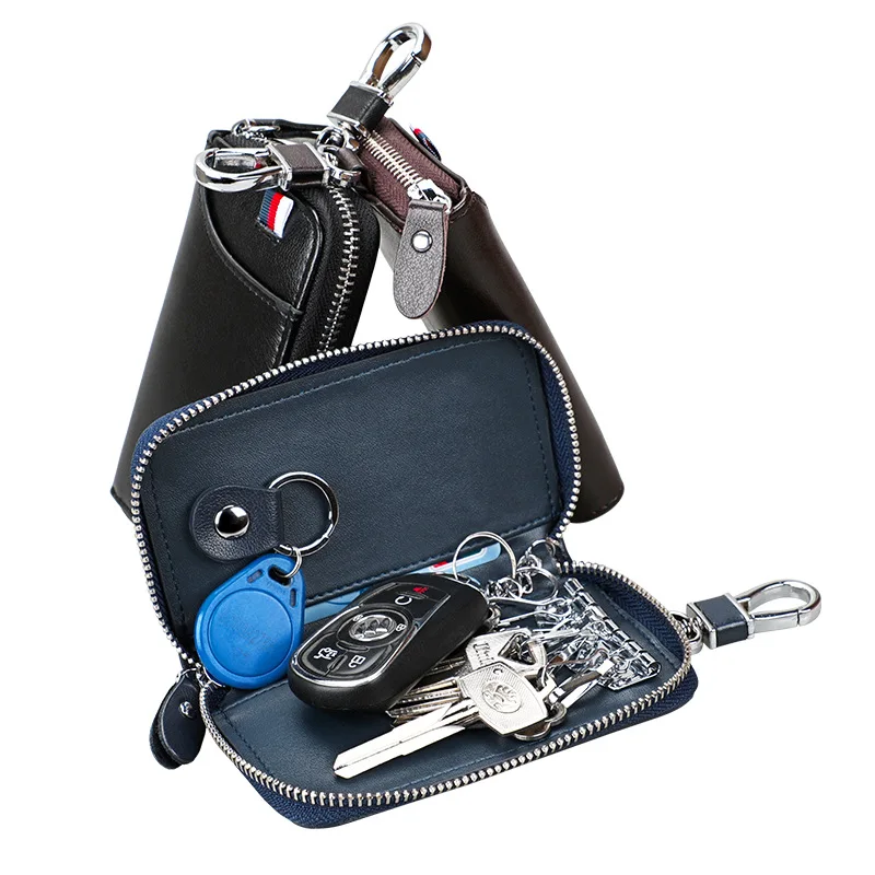 

New Style Large-Volume Genuine Leather Zipper Key Men Waist Hanging Cowhide Women's Wallet Car Multi-functional Key Chain