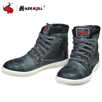 

KERAKOLL Motorcycle Boots Waterproof Motorcycle Racing Shoes New 4 Season Cowhide Leather Moto Casual Boots Motocross Shoes Men