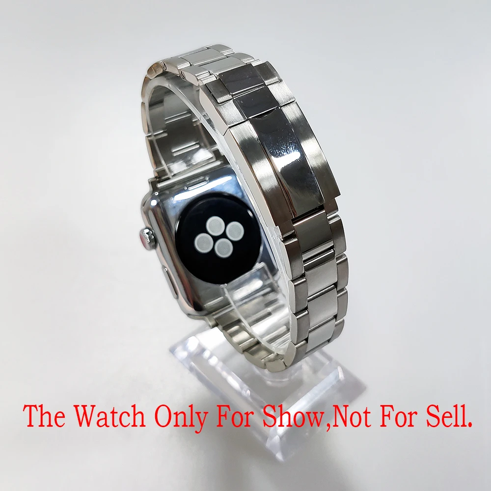 Rolamy Oyster Steel Watch Band Strap with For Apple Watch Band 44mm 40mm 42mm 38mm Series SE/6/5/4/3/2/1 iWatch Watch Bracelet