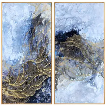 

Hand-painted Oil Painting Modern Chinese New Office Entrance Hallway Sharp Metal Lines Pulsating Paintings Decorative Painting