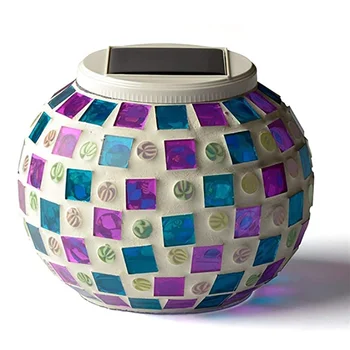 

Color Changing Solar Powered Lights Mosaic Glass Ball Led Night Light for Patio Garden Table Lamps Party for Decorations Apr16