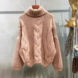 Осень-зима 2019 Для женщин пуловер свитер корейский стиль Винтаж твист трикотажная одежда для женщин толстые теплые свитера и джемперы