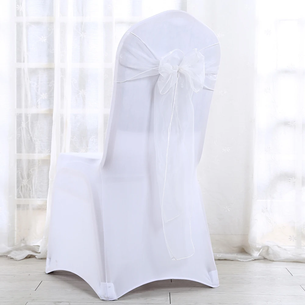 25pcs Chair Back Bow Streamer Organza Chair Ribbon Bows Sash for Wedding or Banquet Wedding Decoration