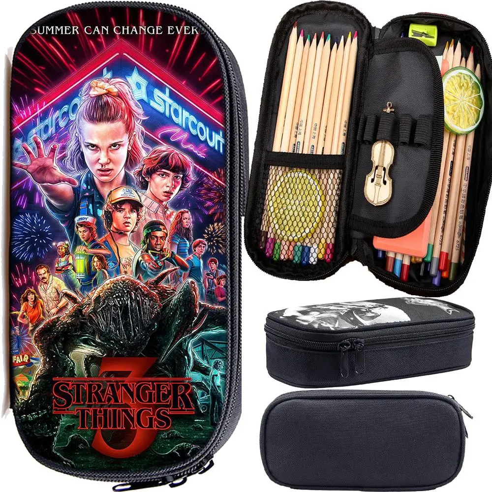 Stranger Things 3 Multifunction Kids Pencil Bag Children Boys Girls Kids Pencil Bag Cute High Quality Stationery Supplies