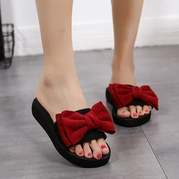 

Women Bow Summer Sandals Slipper Indoor Outdoor Flip-flops Beach Shoes New Fashion Female Casual flower Slipper nw2023