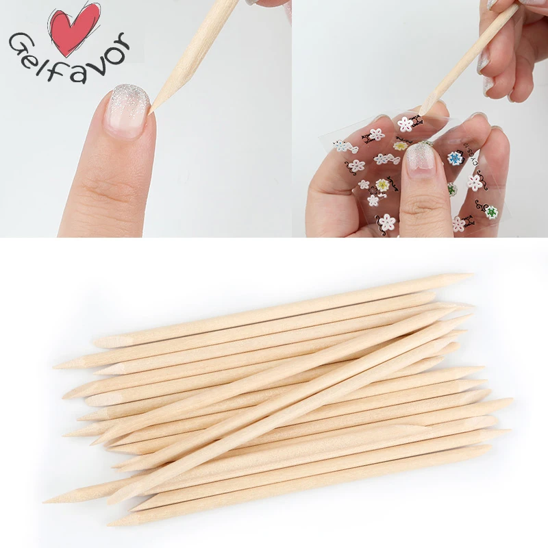 Gelfavor Orange Sticks Wooden Cuticle Pusher 100PCS/Lot Set For Cuticles Manicure Nail DIY Design Nail Art Cuticle Remover