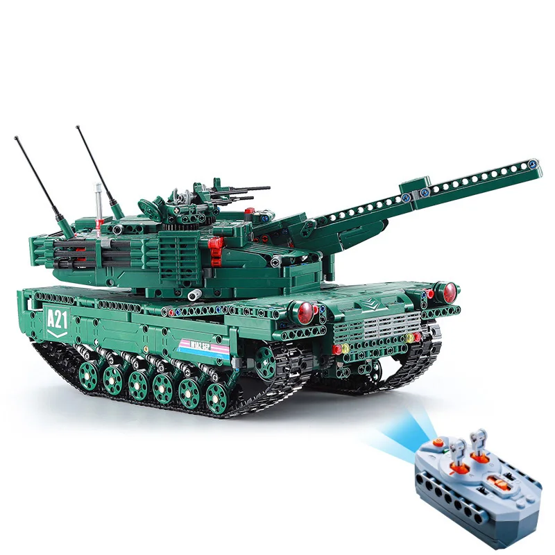 M1A2, 1498 шт., Technic rc Танк, двигатель, мощность, MOC, строительные блоки, кирпичи, военные войны, сделай сам, техник, игрушки, подарки для детей