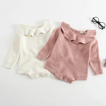 

2019 Baby Girl Romper Autumn Baby Knitted Romper Ruffle Long Sleeve Baby Clothes Infant Baby Jumpsuits Girl overall
