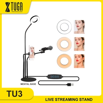 

LED Selfie Ring Light with Cell Phone Holder and Microphone Stand for TikTok YouTube Live Streaming Vlog Makeup and Photography